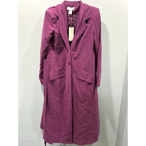 Spiegel 100% Silk Twill Magenta Trench Coat NWT Signature Luxury Collection - Picture 3 of 10